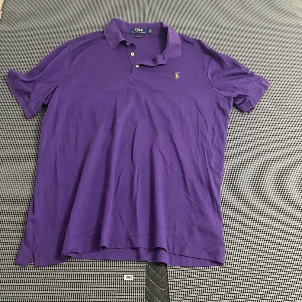 Polo Ralph Lauren Mens Classic Fit Purple Short Sleeve Pony Logo Polo Shirt L